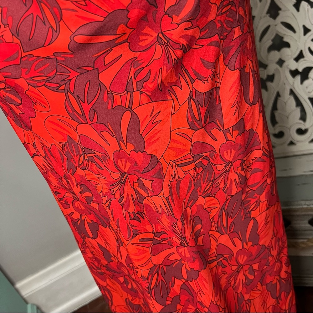 Lulu’s Sunset The Mood Red Floral Lace Up Maxi Dress Size Medium NWOT Wedding - Picture 13 of 15